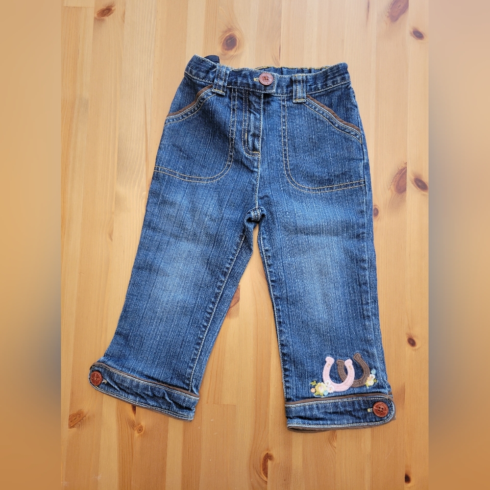 Gymboree - Blue Jeans with Horseshoe Embroidery - EUC
